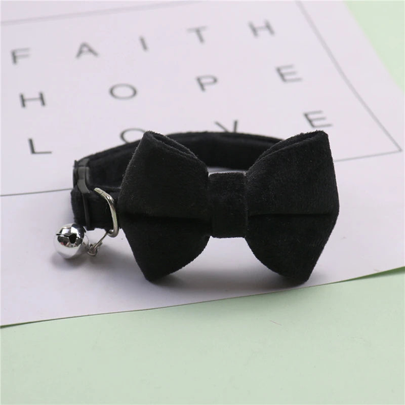 Velvet Bow Cat Collar with Bell