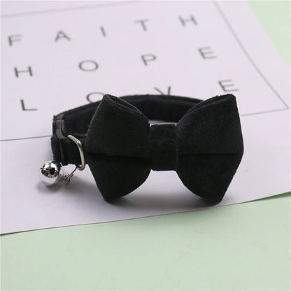 Velvet Bow Cat Collar with Bell