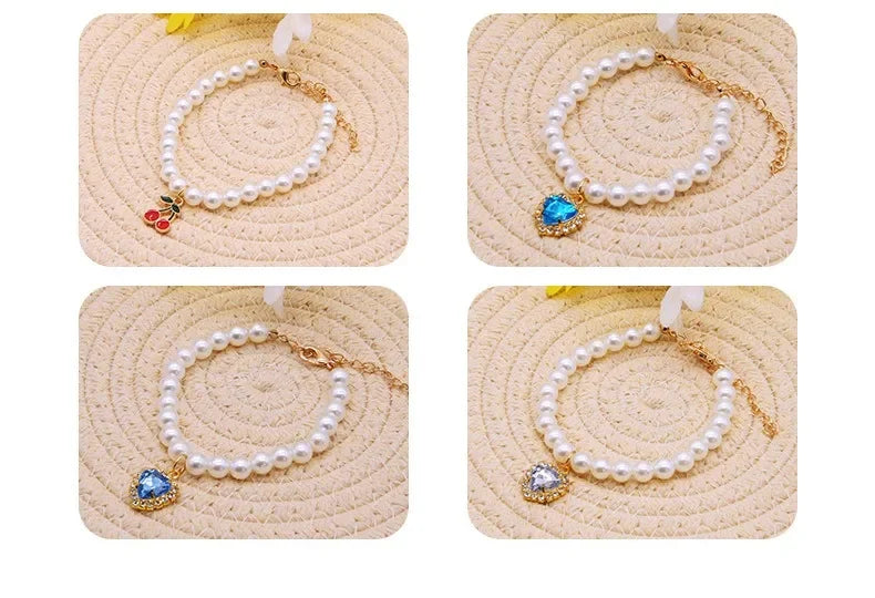 Faux Pearl Cat Necklace Collar