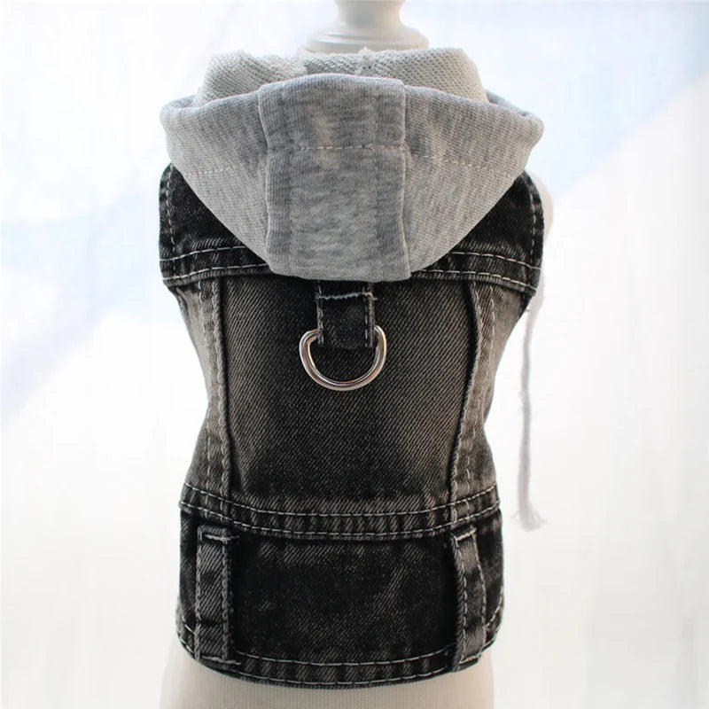 Denim Dog Jacket with Hood