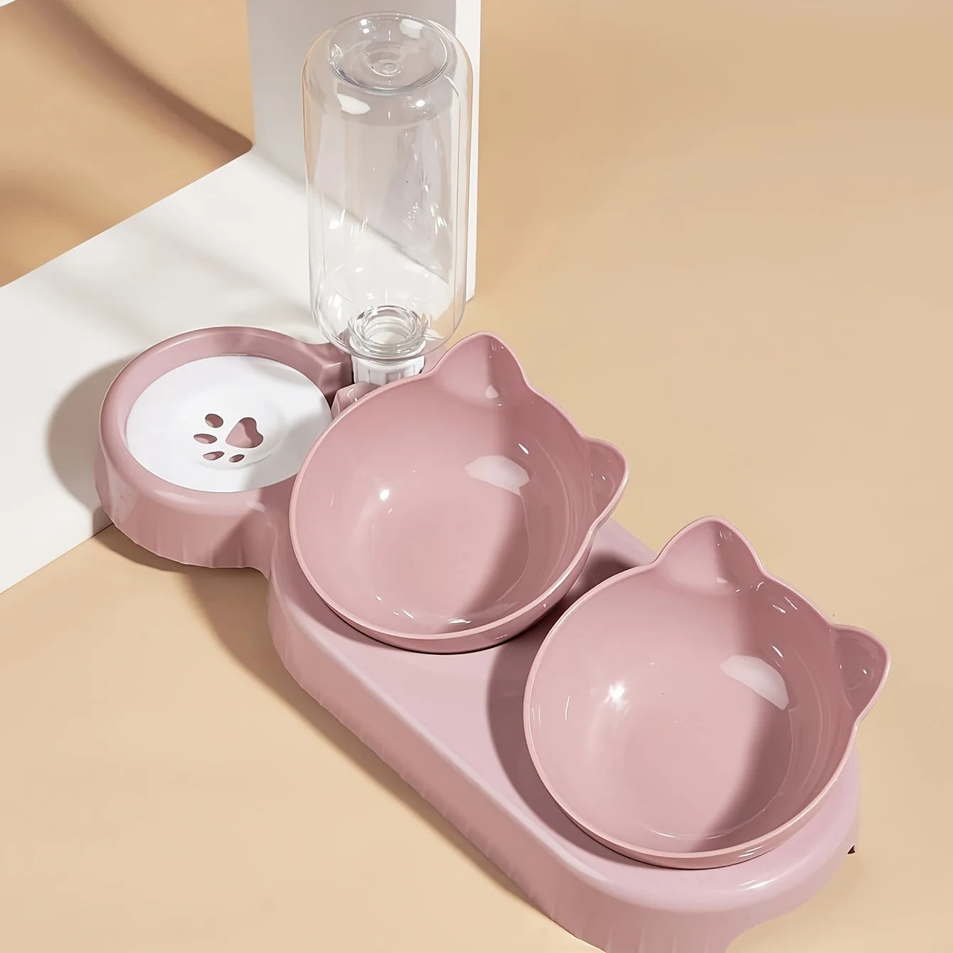 3-in-1 Tilted Pet Food & Water Set