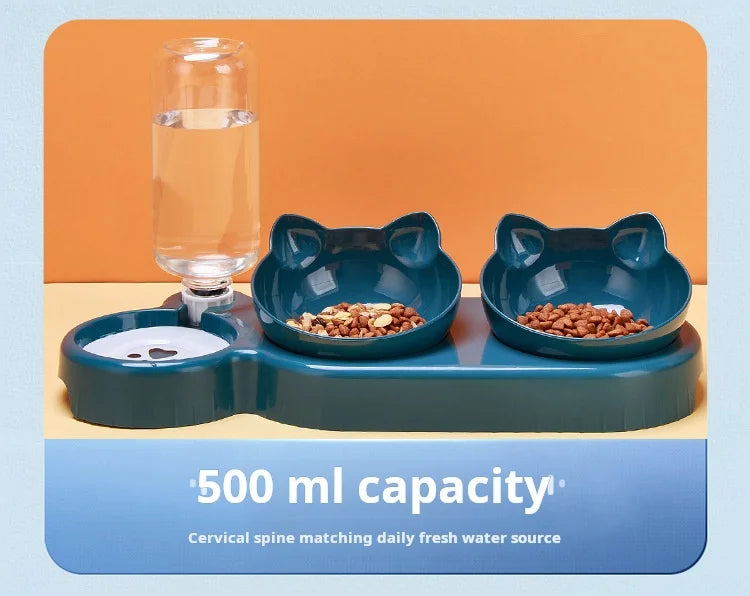 3-in-1 Tilted Pet Food & Water Set