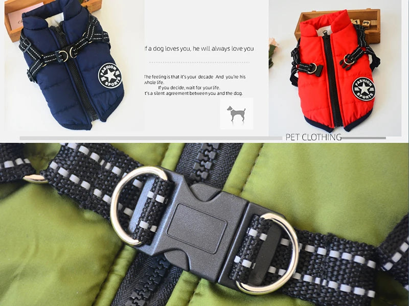 Winter Dog Jacket with Built-In Harness