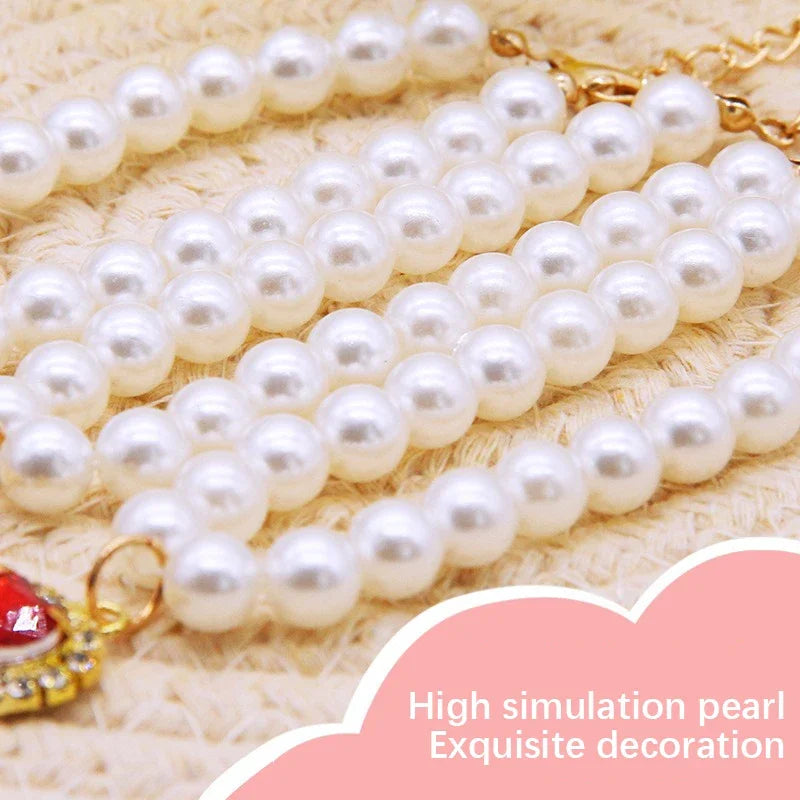Faux Pearl Cat Necklace Collar
