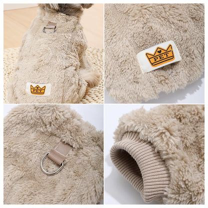 Fleece Dog Jumpsuit with Leash Ring