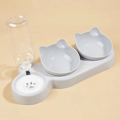 3-in-1 Tilted Pet Food & Water Set