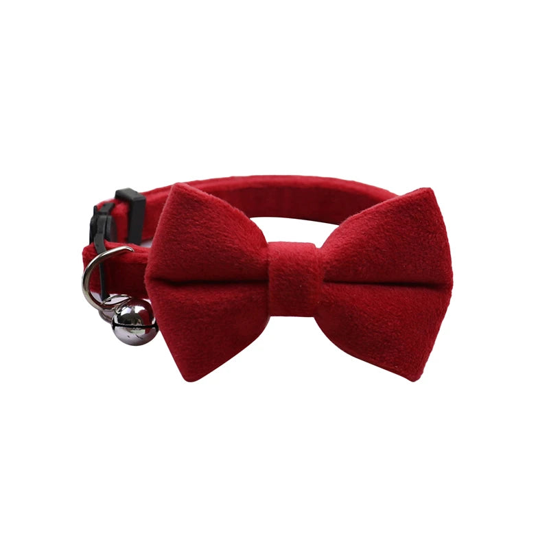 Velvet Bow Cat Collar with Bell