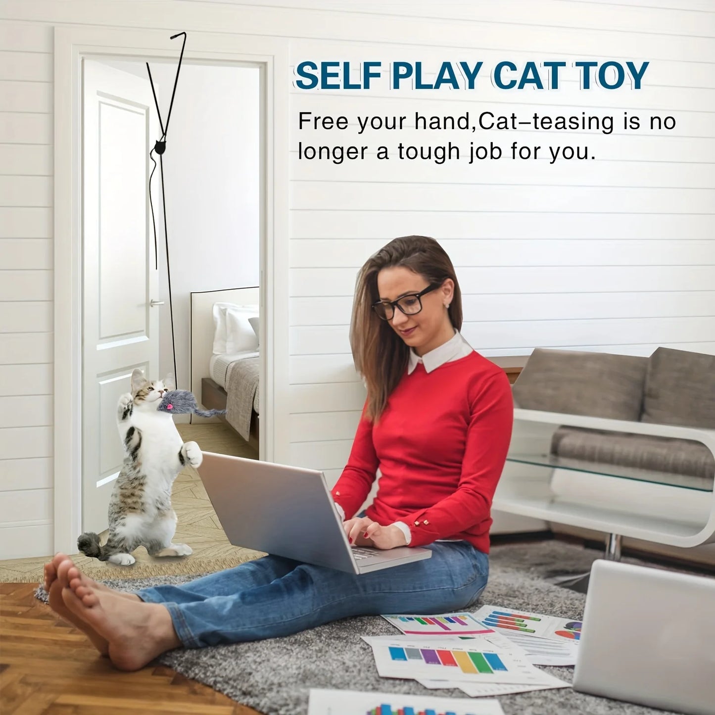 Door-Hanging Cat Teaser Toy