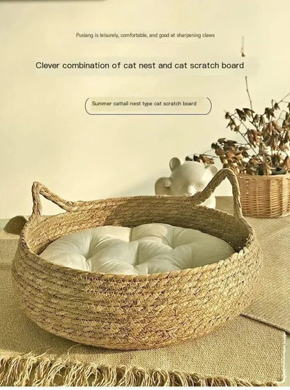 Natural Woven Cat Bed Mat