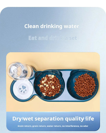 3-in-1 Tilted Pet Food & Water Set