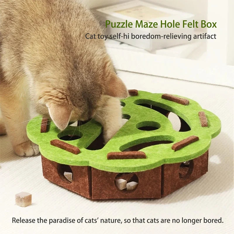 Felt Cat Maze Ball Box
