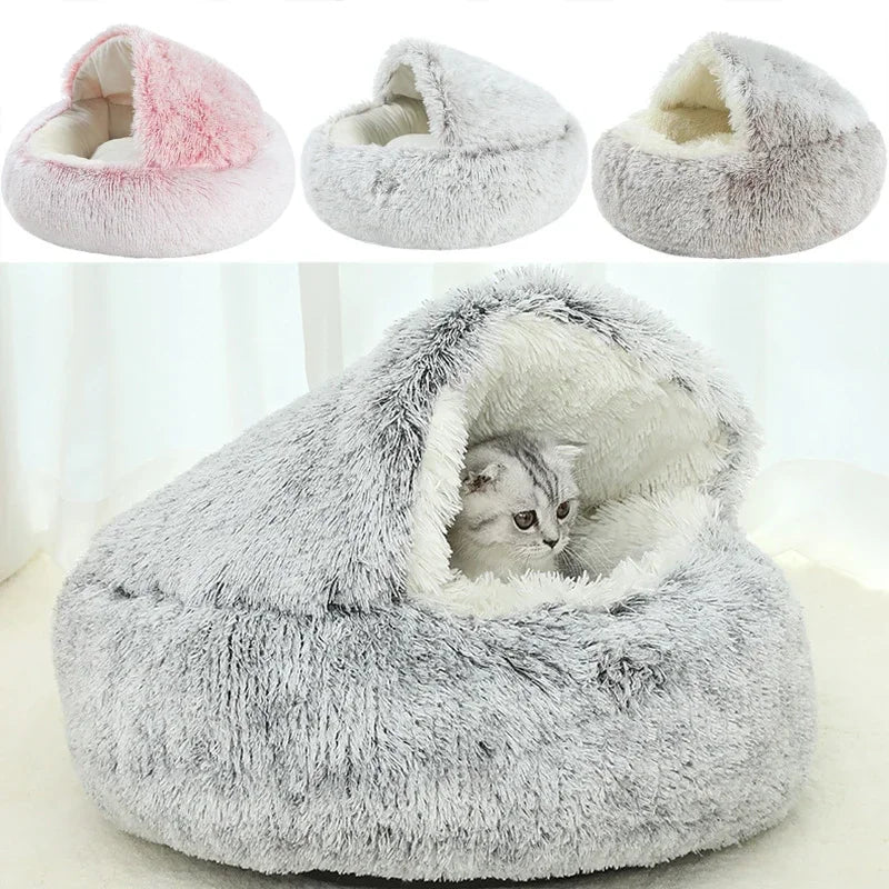 2-in-1 Plush Cat Bed & Sleep Bag
