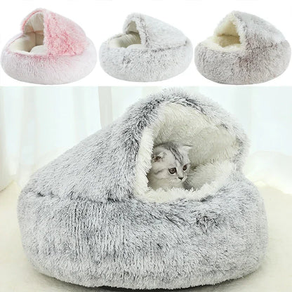 2-in-1 Plush Cat Bed & Sleep Bag