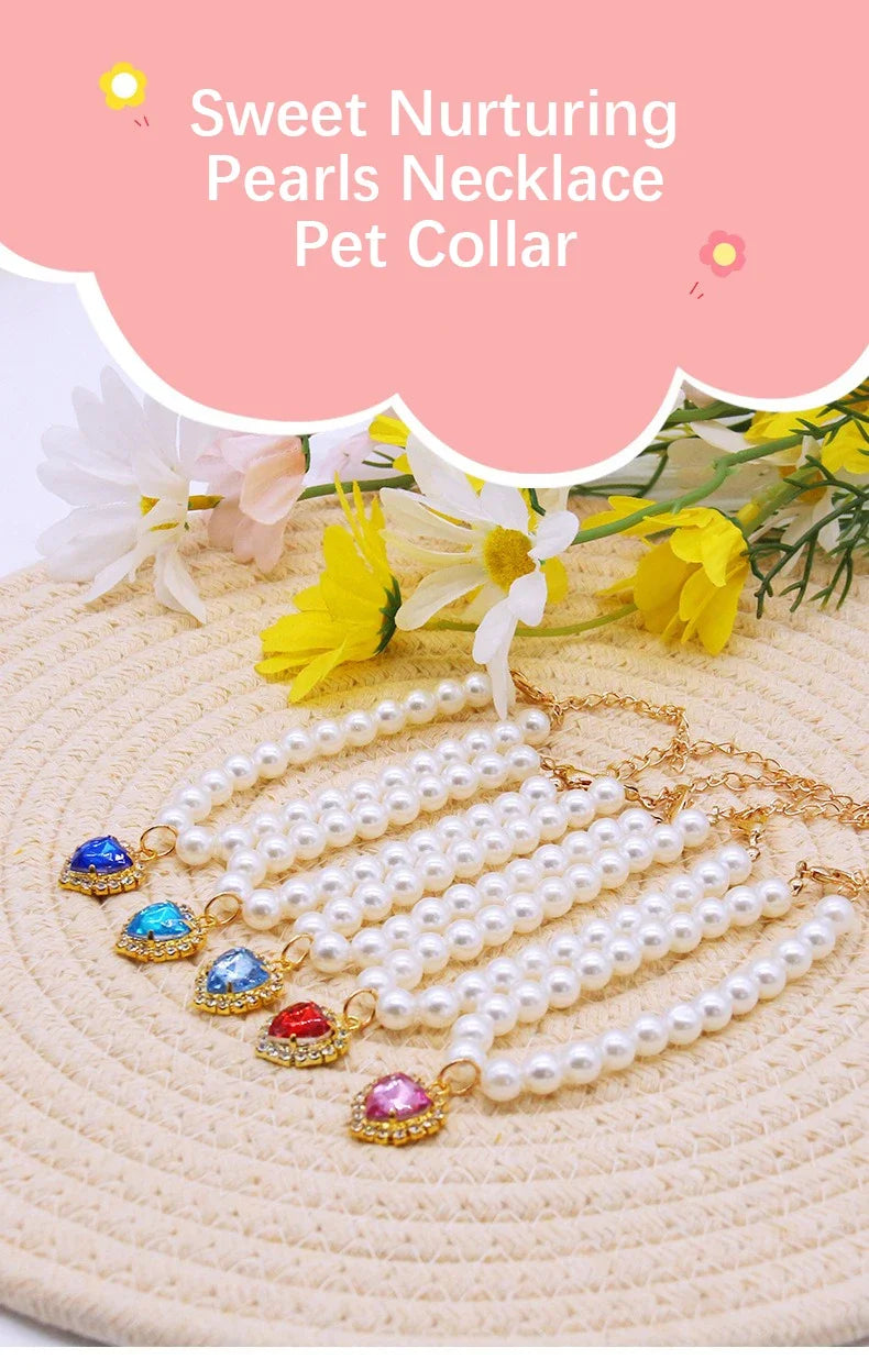 Faux Pearl Cat Necklace Collar