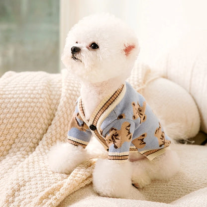 Striped Dog Cardigan Sweater