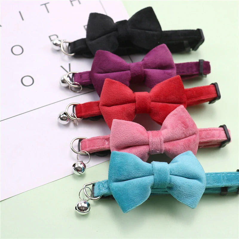 Velvet Bow Cat Collar with Bell