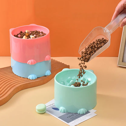 Raised Slow-Feed Pet Bowl