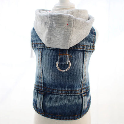 Denim Dog Jacket with Hood