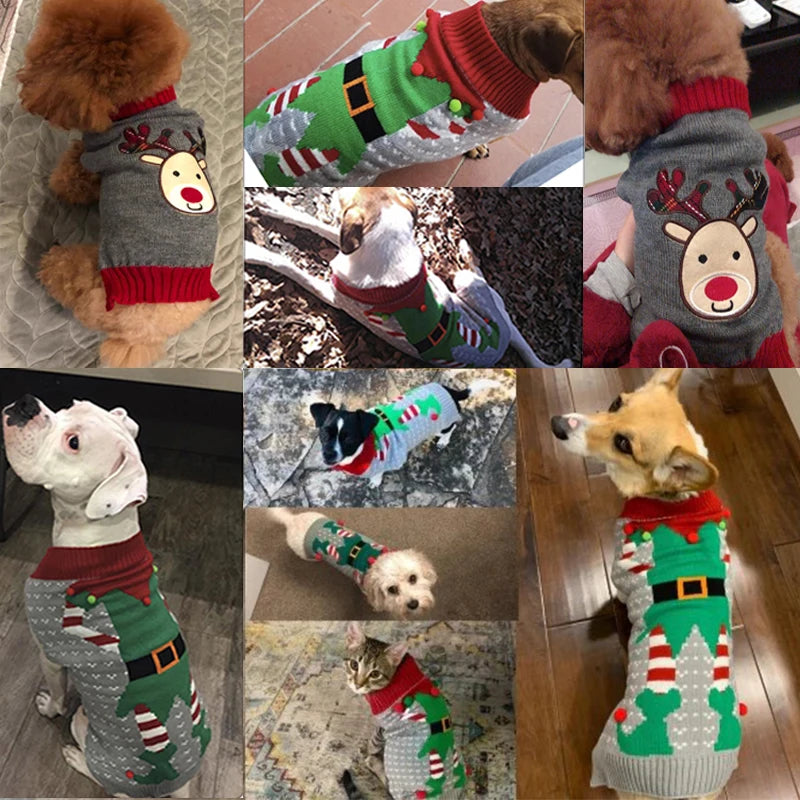 Christmas Deer Knit Dog Sweater