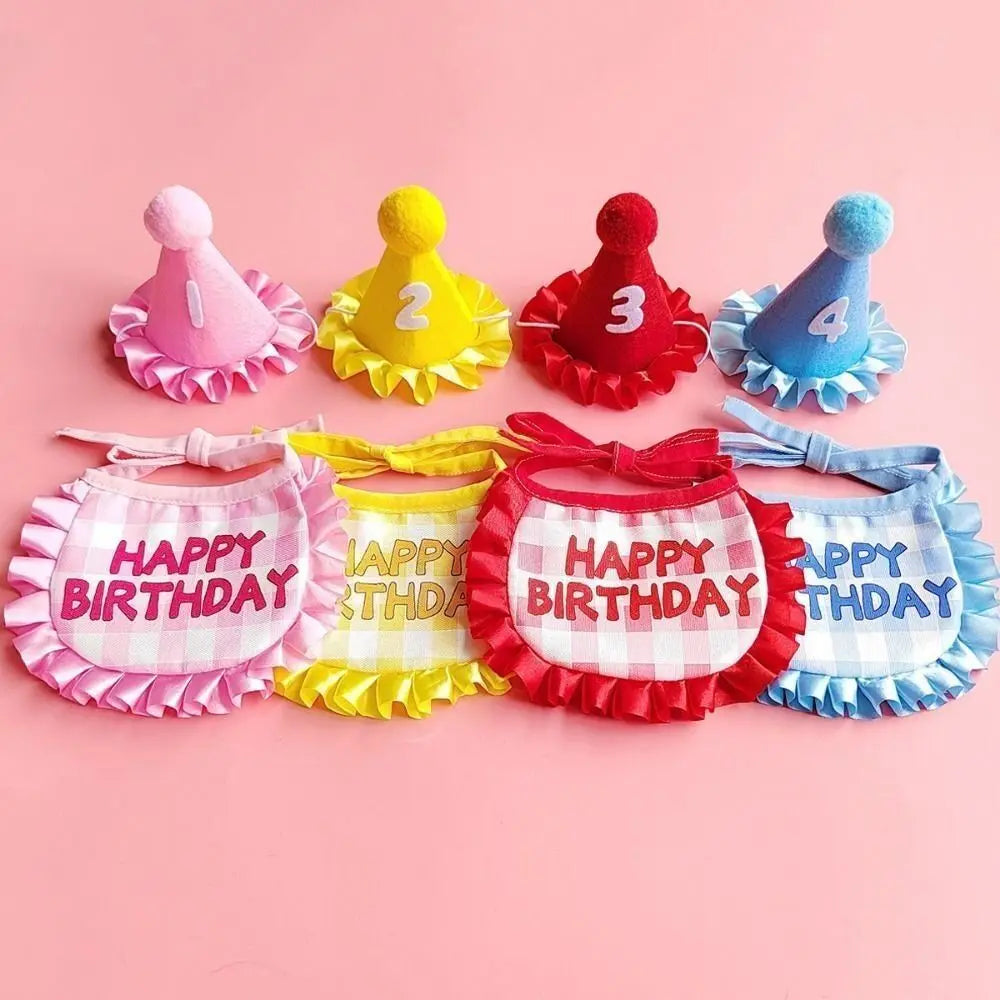 Cat Birthday Party Hat & Scarf Set