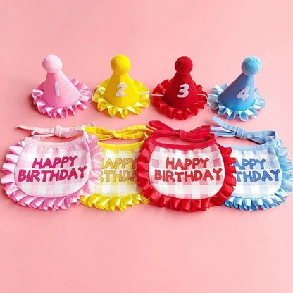 Cat Birthday Party Hat & Scarf Set