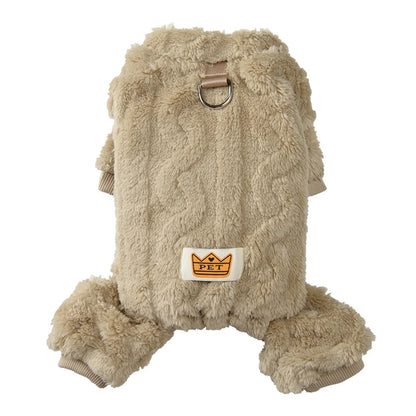 Fleece Dog Jumpsuit with Leash Ring