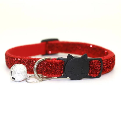 New 8 Color Cute Puppy Frosted Cat Collar ABS Adjustable Strap Small Pet Cat Kitten Collar with Bell Nylon Strap Pet Cat Collar