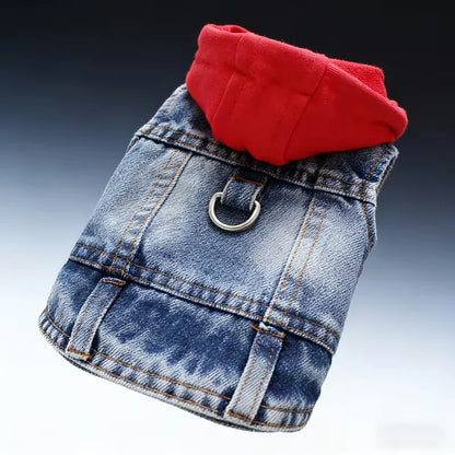 Denim Dog Jacket with Hood