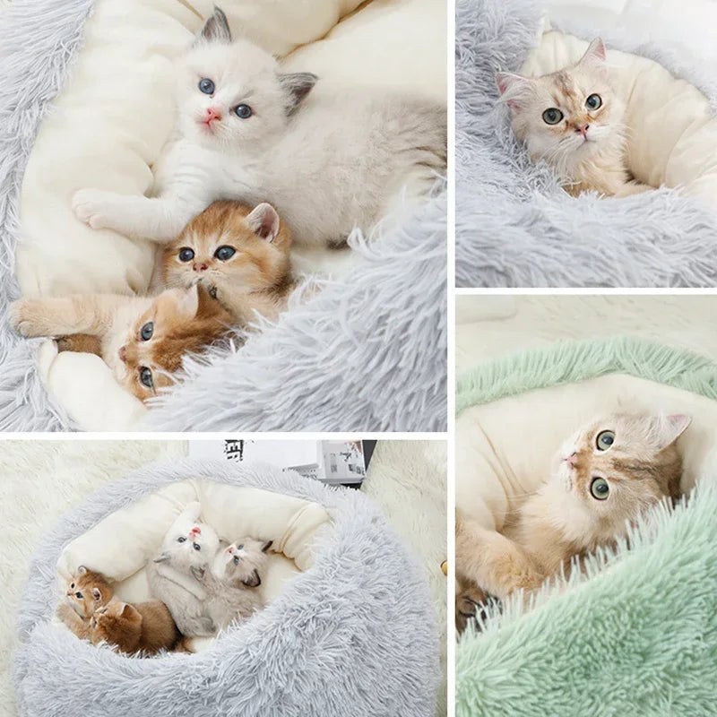 2-in-1 Plush Cat Bed & Sleep Bag