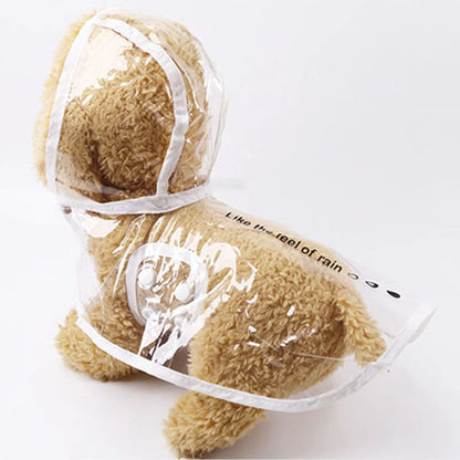 Transparent Hooded Dog Raincoat