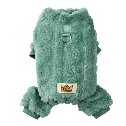 Fleece Dog Jumpsuit with Leash Ring