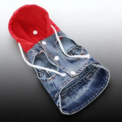 Denim Dog Jacket with Hood