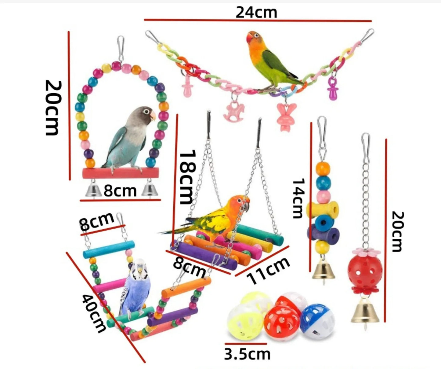 Wooden Bird Chew Toy Set (11pc)