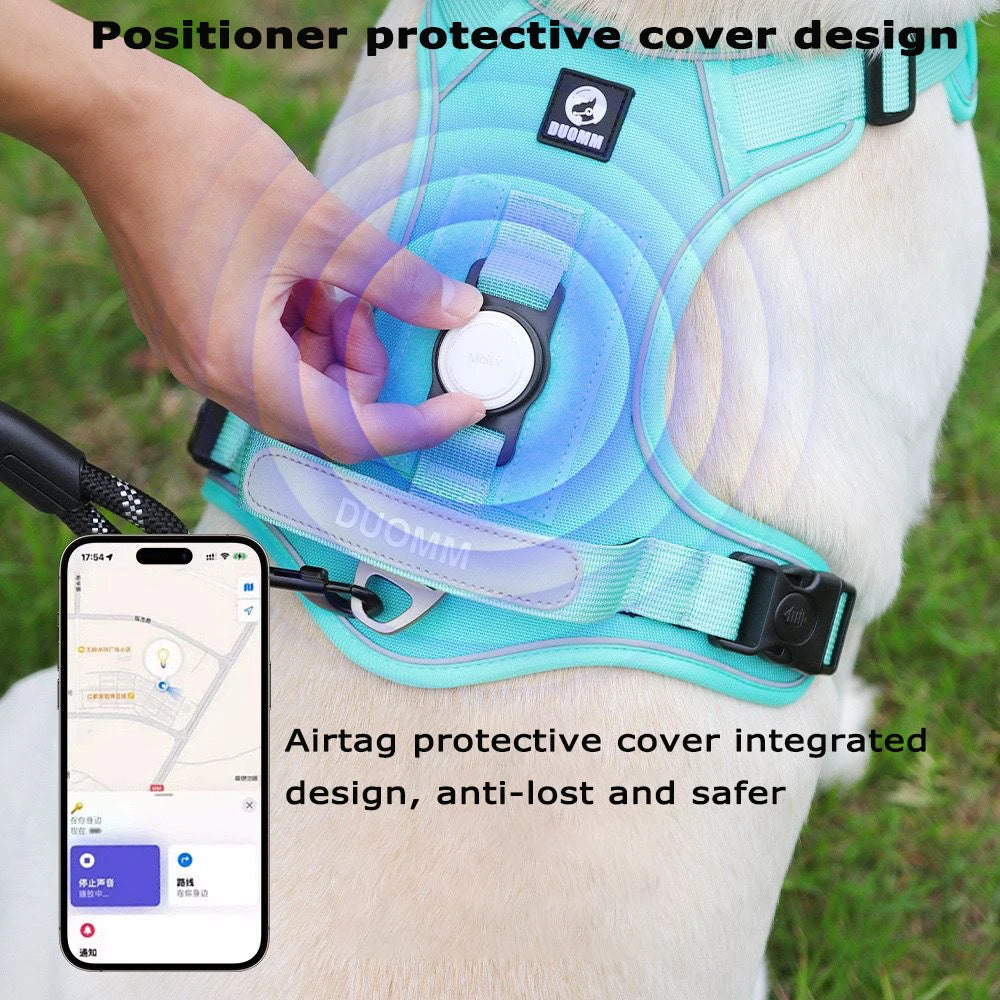 Dog Harness & Leash Set with AirTag Holder