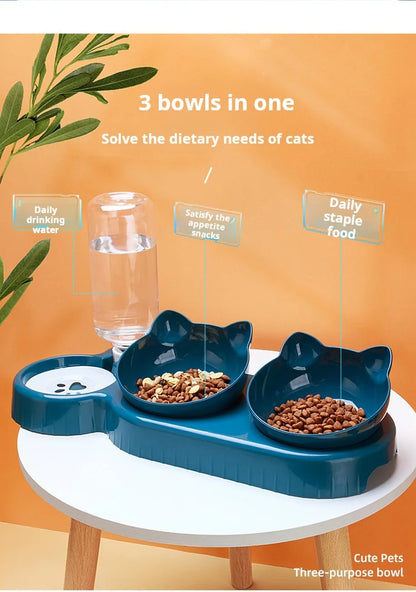 3-in-1 Tilted Pet Food & Water Set