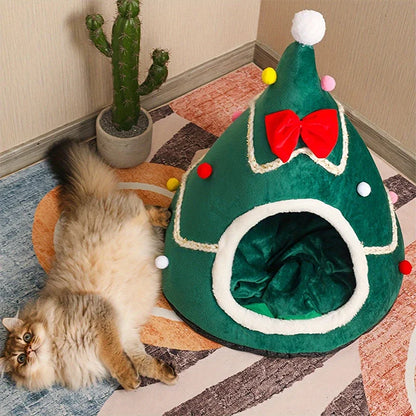 Christmas Warm Cat House Bed