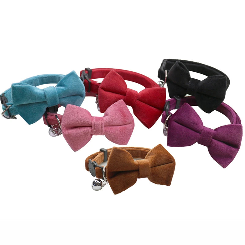 Velvet Bow Cat Collar with Bell