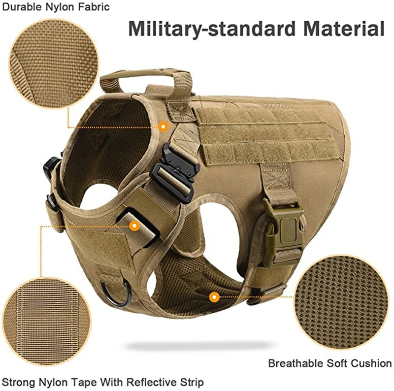 Tactical Dog Vest Harness & Leash Set