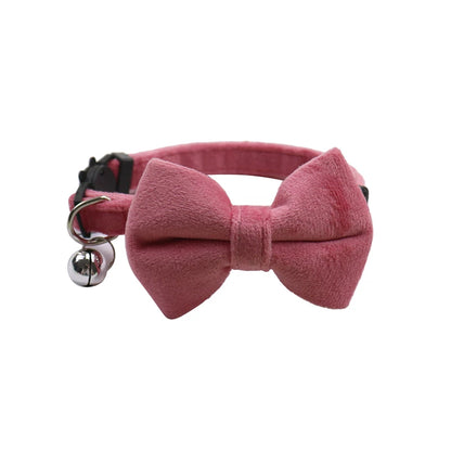 Velvet Bow Cat Collar with Bell