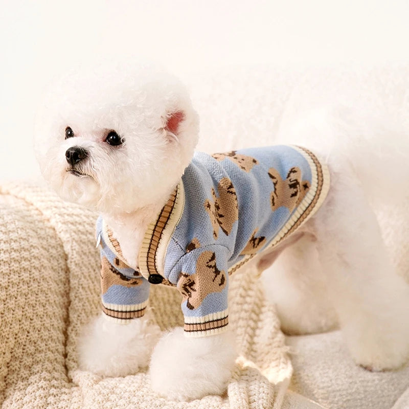 Striped Dog Cardigan Sweater