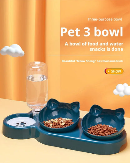3-in-1 Tilted Pet Food & Water Set