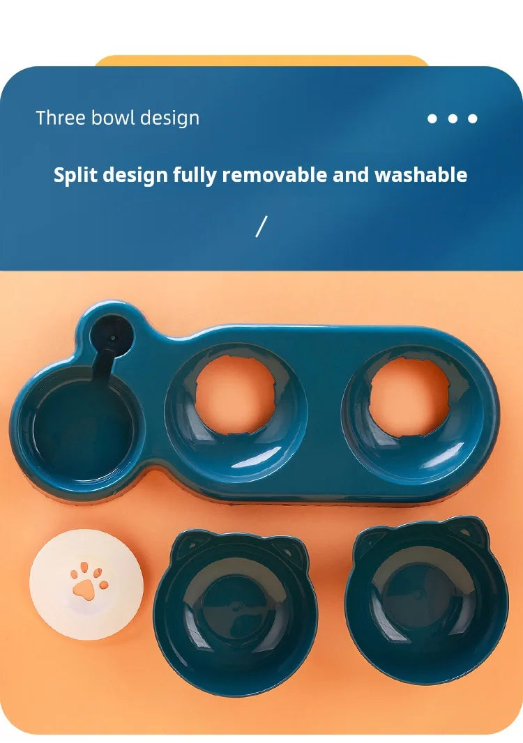 3-in-1 Tilted Pet Food & Water Set