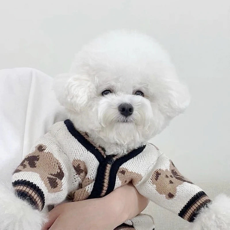 Striped Dog Cardigan Sweater