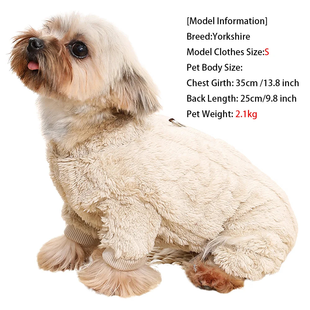 Fleece Dog Jumpsuit with Leash Ring