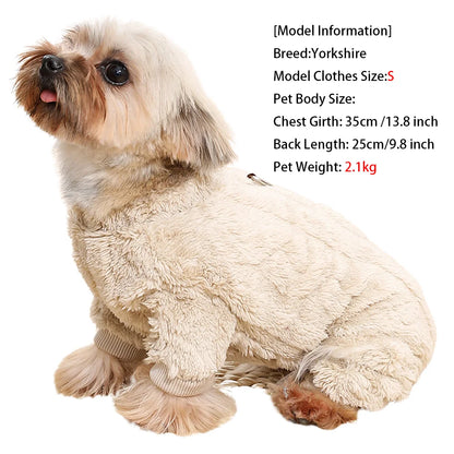 Fleece Dog Jumpsuit with Leash Ring