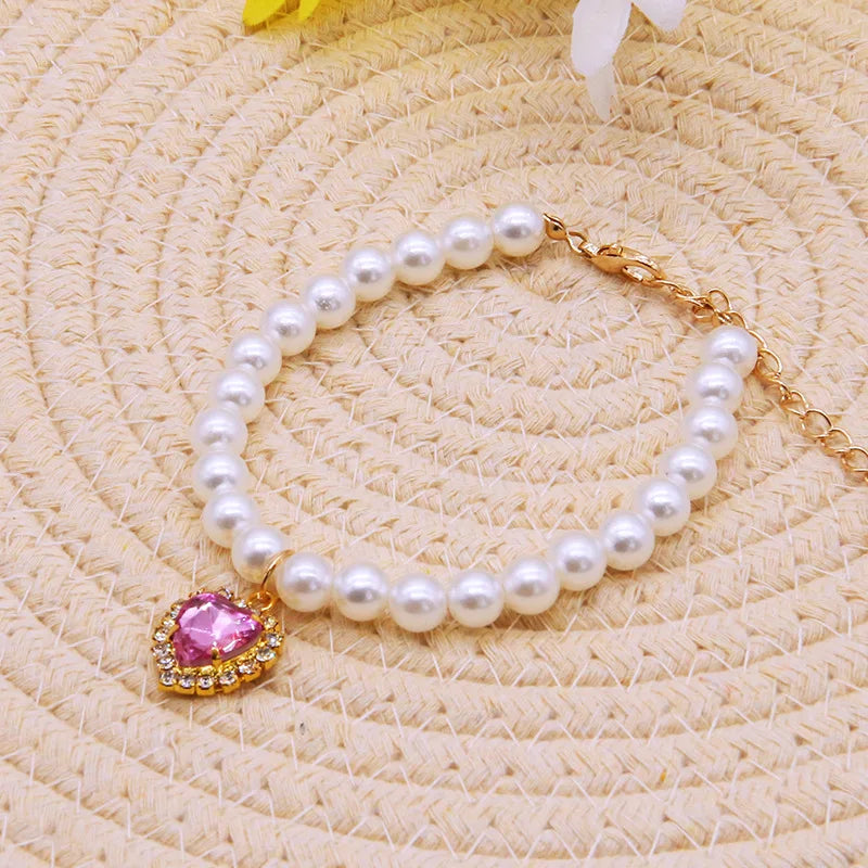 Faux Pearl Cat Necklace Collar