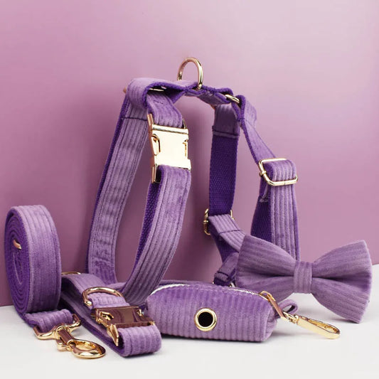 Corduroy Dog Collar & Leash Set