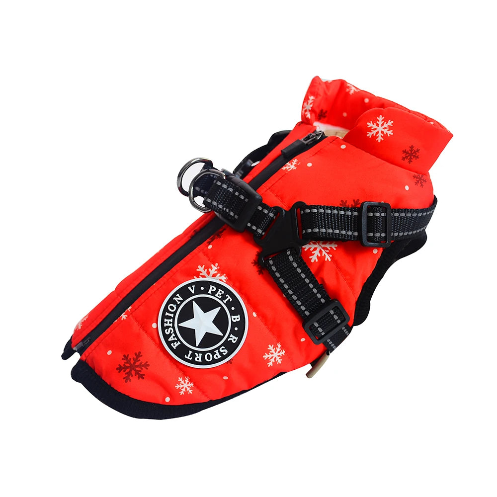 Winter Dog Jacket with Built-In Harness