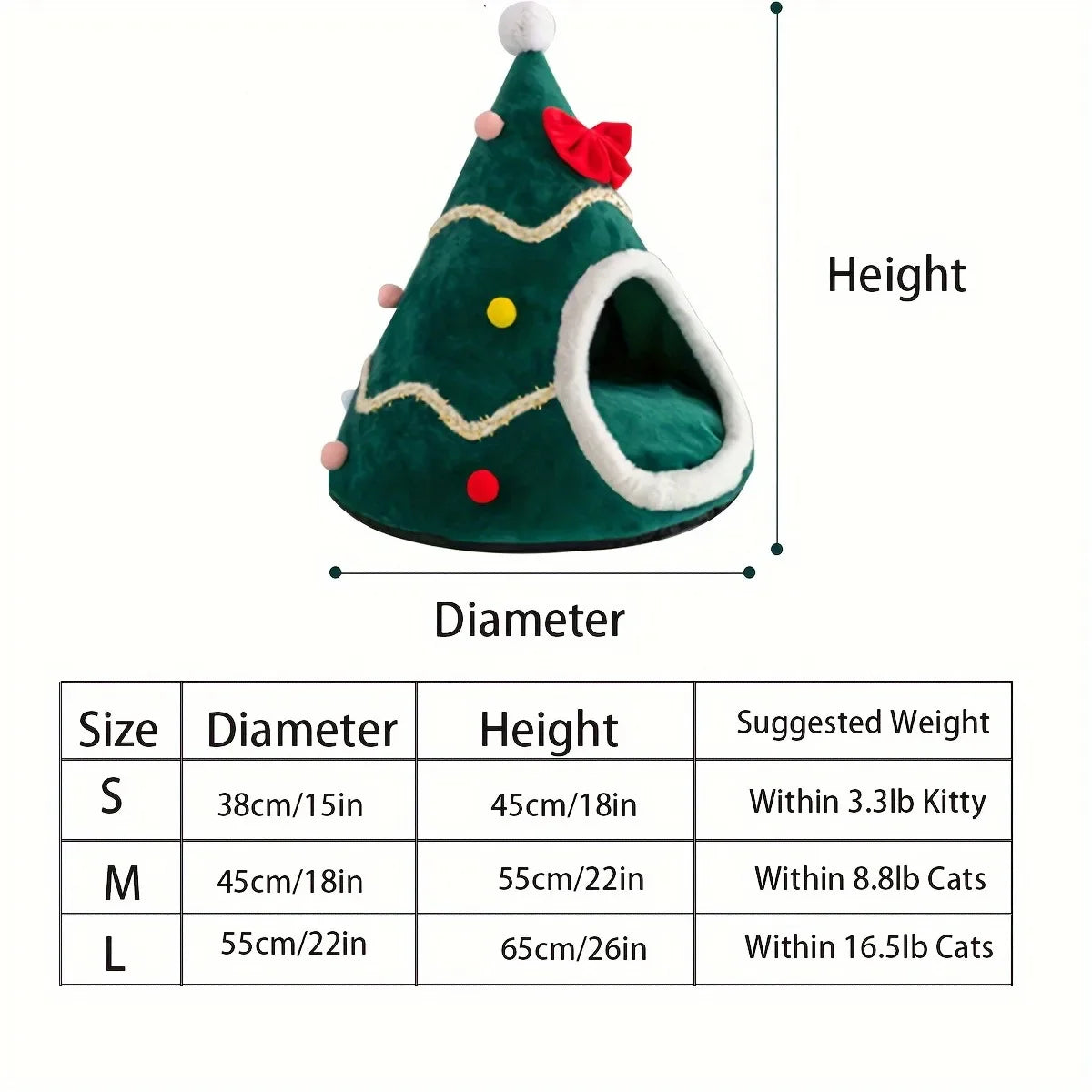 Christmas Warm Cat House Bed