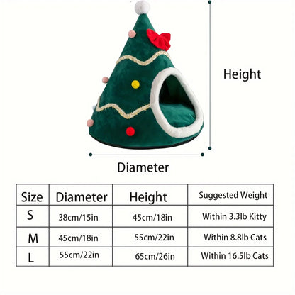 Christmas Warm Cat House Bed